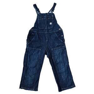 Carhartt Brewster Double-Front Bib Denim Overall Blue Womens 8/10 (cut-off)